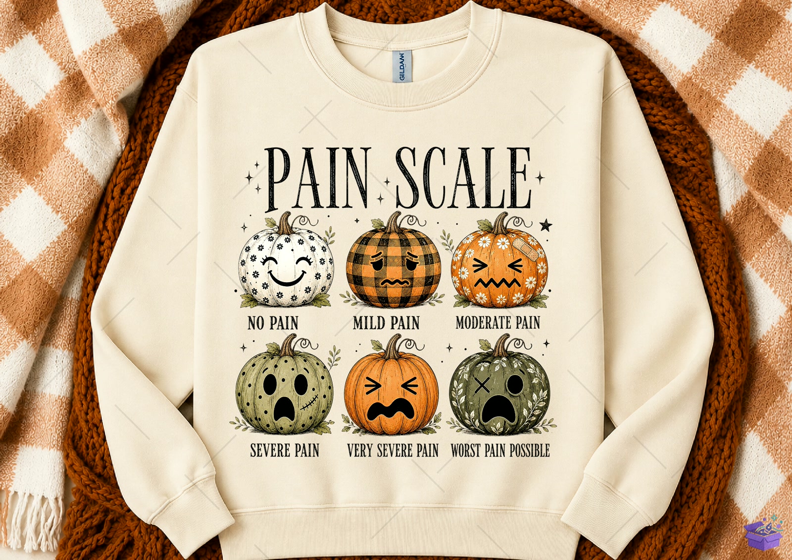 Cadılar Bayramı Nurse Pain Scale PNG - DTF & Süblimasyon Baskı Tasarımı (SVG, DXF, EPS, PNG) - detaylı önizleme 2