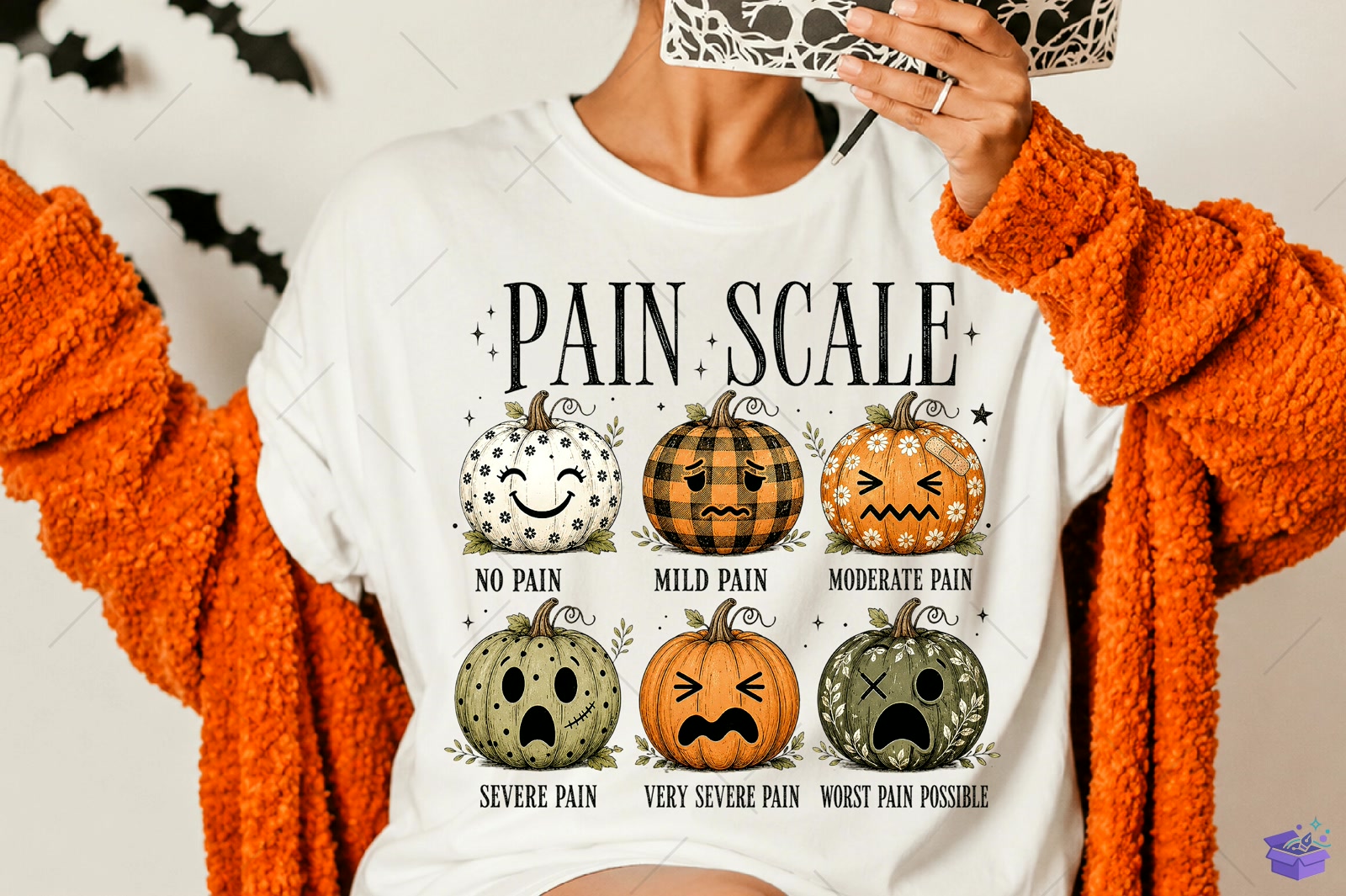 Cadılar Bayramı Nurse Pain Scale PNG - DTF & Süblimasyon Baskı Tasarımı (SVG, DXF, EPS, PNG) - detaylı önizleme 3