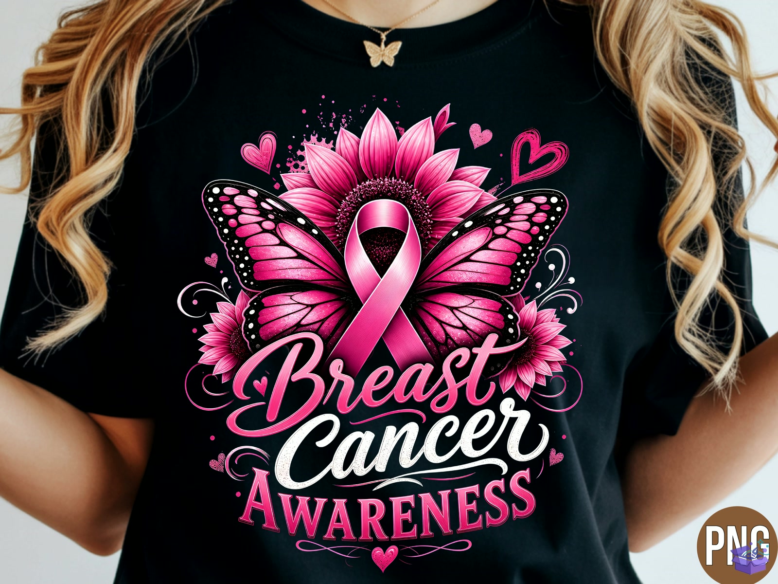 Breast Cancer Awareness PNG Tshirt - DTF & Süblimasyon Baskı Tasarımı (SVG, DXF, EPS, PNG) - detaylı önizleme 3