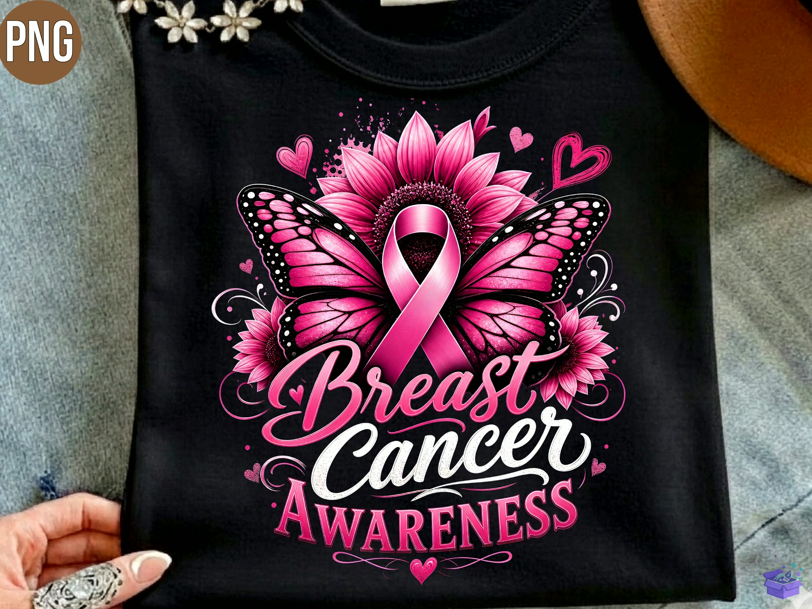 Breast Cancer Awareness PNG Tshirt - DTF & Süblimasyon Baskı Tasarımı (SVG, DXF, EPS, PNG) - detaylı önizleme 5