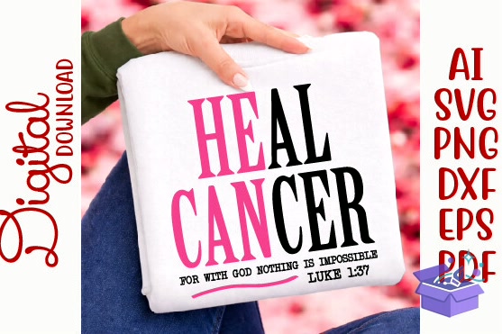 Heal Cancer Breast Cancer Awareness SVG - DTF & Süblimasyon Baskı Tasarımı (SVG, DXF, EPS, PNG) - detaylı önizleme 2