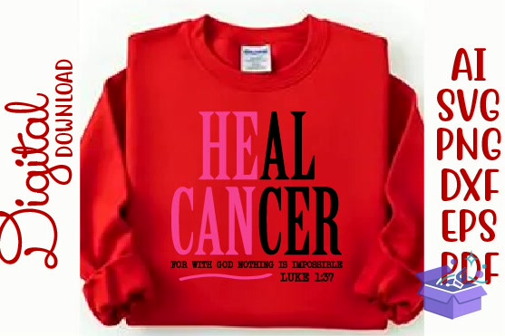 Heal Cancer Breast Cancer Awareness SVG - DTF & Süblimasyon Baskı Tasarımı (SVG, DXF, EPS, PNG) - detaylı önizleme 3
