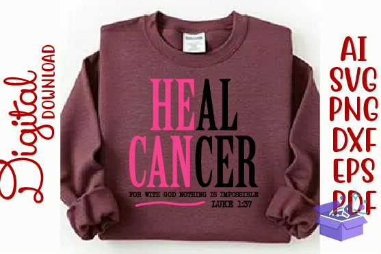 Heal Cancer Breast Cancer Awareness SVG - DTF & Süblimasyon Baskı Tasarımı (SVG, DXF, EPS, PNG) - detaylı önizleme 4