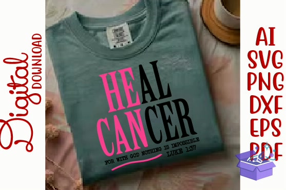 Heal Cancer Breast Cancer Awareness SVG - DTF & Süblimasyon Baskı Tasarımı (SVG, DXF, EPS, PNG) - detaylı önizleme 5