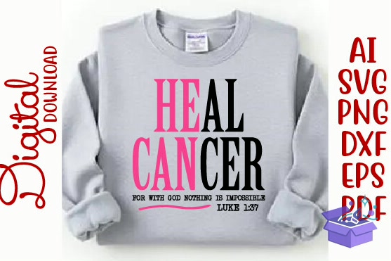 Heal Cancer Breast Cancer Awareness SVG - DTF & Süblimasyon Baskı Tasarımı (SVG, DXF, EPS, PNG) - detaylı önizleme 6
