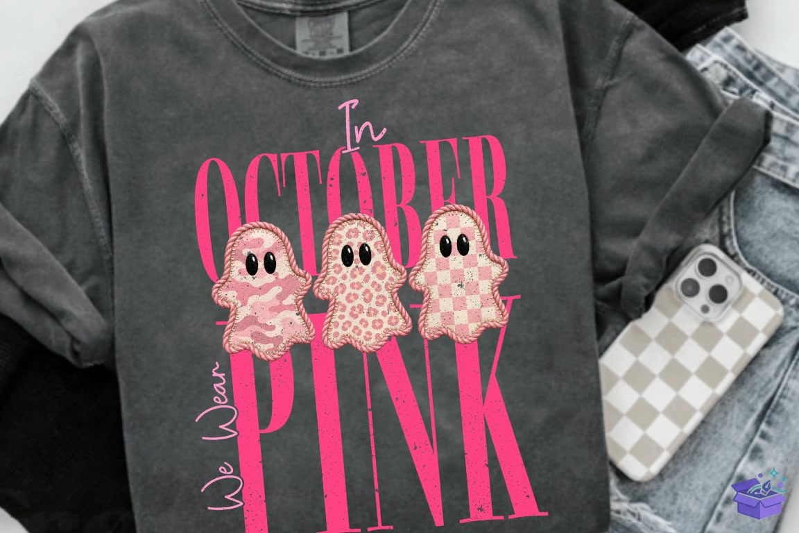 Breast Cancer İn October We Wear Pink - DTF & Süblimasyon Baskı Tasarımı (SVG, DXF, EPS, PNG) - detaylı önizleme 2
