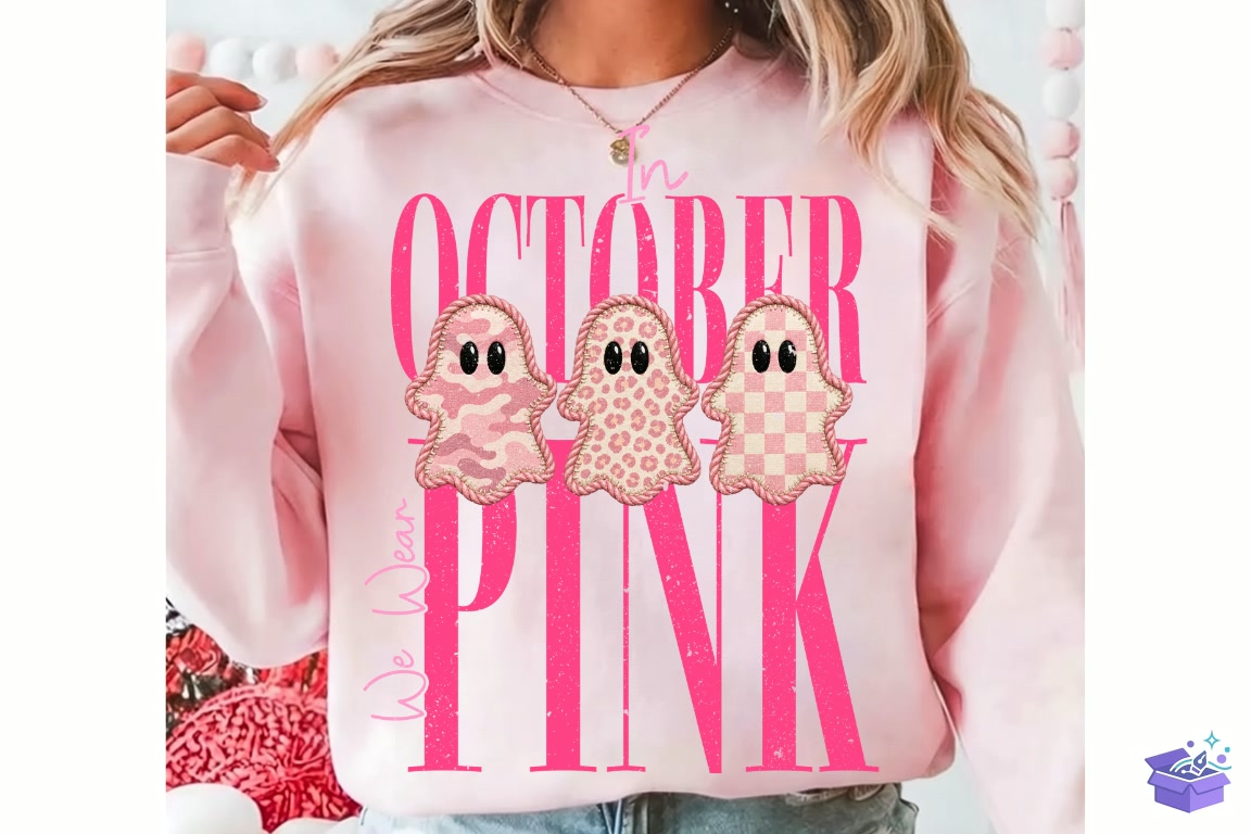 Breast Cancer İn October We Wear Pink - DTF & Süblimasyon Baskı Tasarımı (SVG, DXF, EPS, PNG) - detaylı önizleme 3