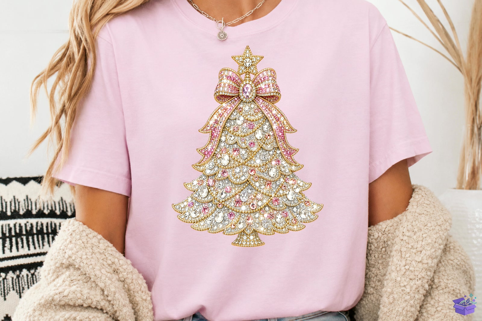 Rhinestone Yılbaşı Ağacı PNG - DTF & Süblimasyon Baskı Tasarımı (SVG, DXF, EPS, PNG) - detaylı önizleme 3