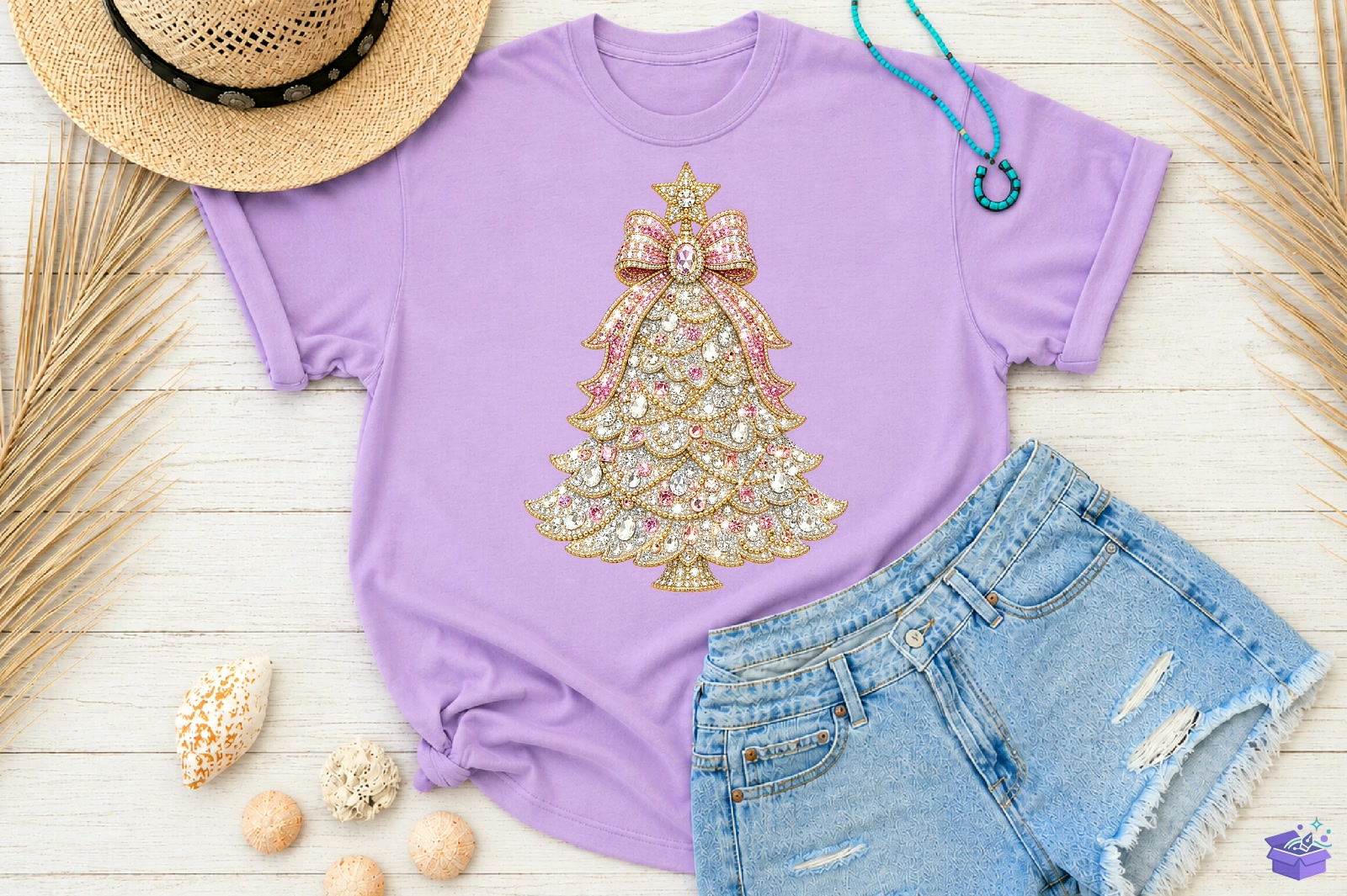 Rhinestone Yılbaşı Ağacı PNG - DTF & Süblimasyon Baskı Tasarımı (SVG, DXF, EPS, PNG) - detaylı önizleme 4