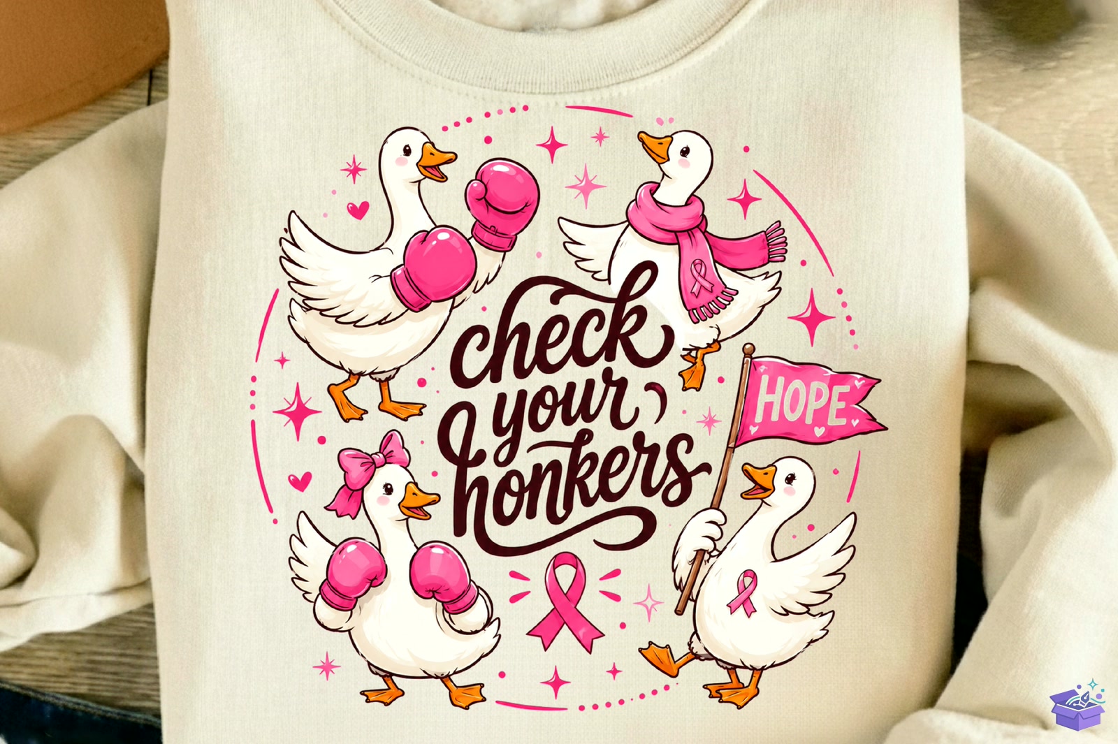Goose Breast Cancer Awareness Hope Png - DTF & Süblimasyon Baskı Tasarımı (SVG, DXF, EPS, PNG) - detaylı önizleme 2