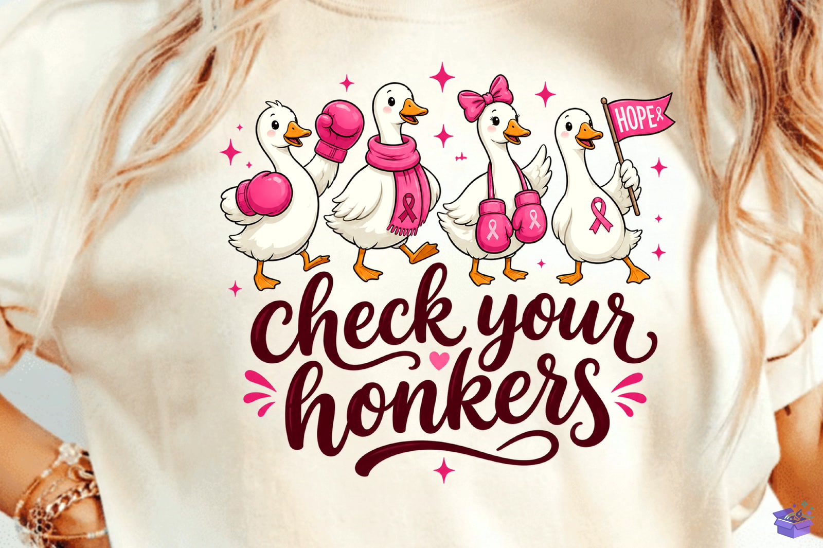 Goose Breast Cancer Awareness Hope Png - DTF & Süblimasyon Baskı Tasarımı (SVG, DXF, EPS, PNG) - detaylı önizleme 3