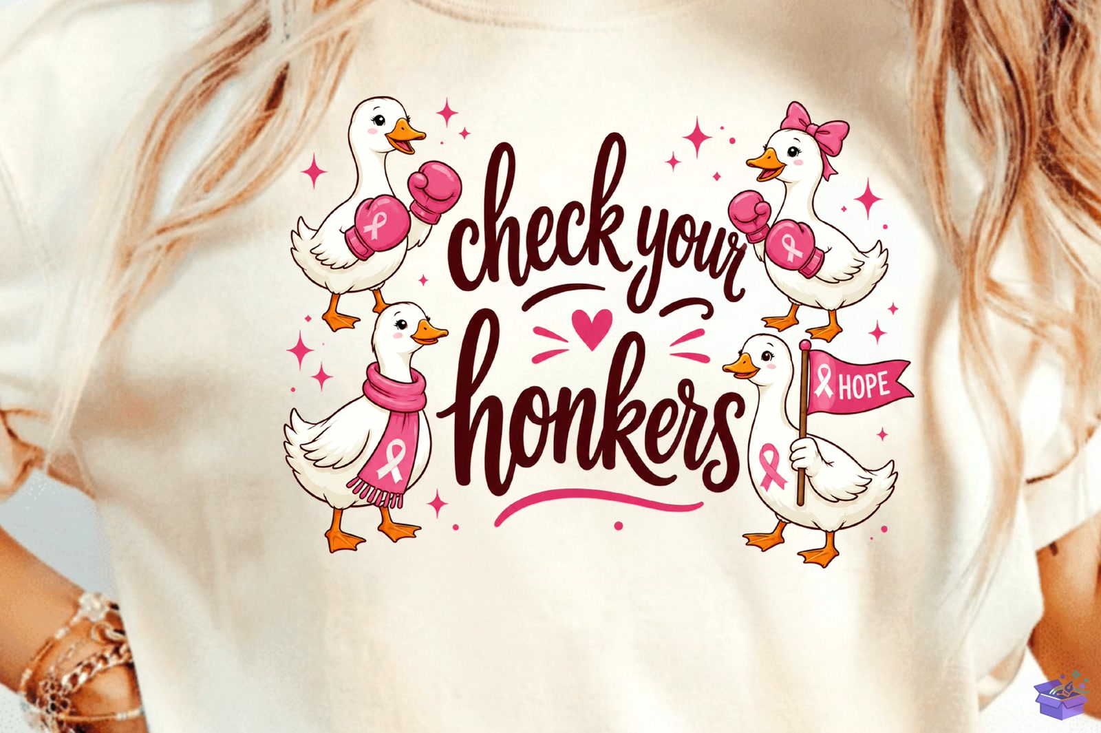 Goose Breast Cancer Awareness Hope Png - DTF & Süblimasyon Baskı Tasarımı (SVG, DXF, EPS, PNG) - detaylı önizleme 4