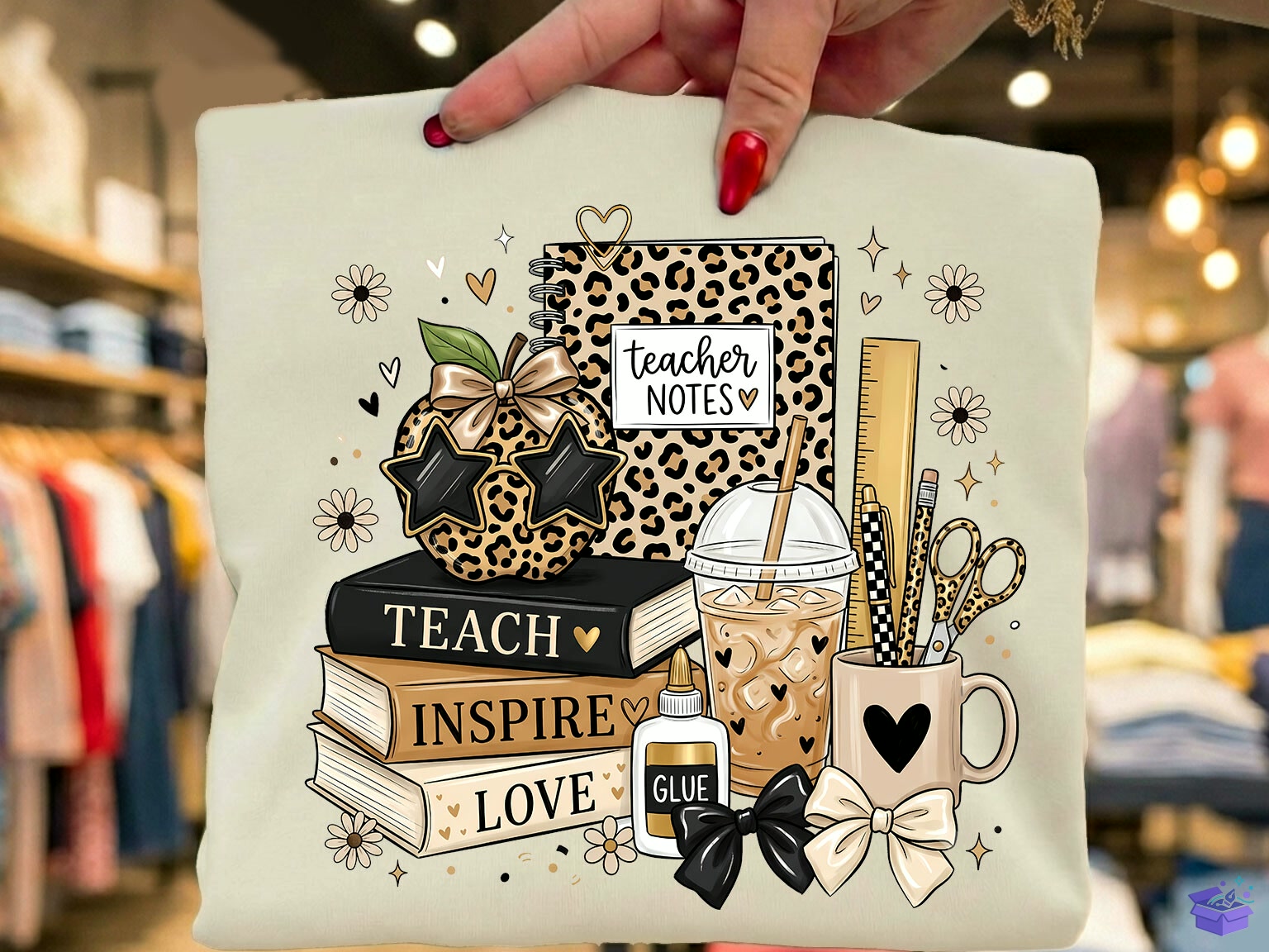 Leopard Teacher Life Coquette PNG - DTF & Süblimasyon Baskı Tasarımı (SVG, DXF, EPS, PNG) - detaylı önizleme 2
