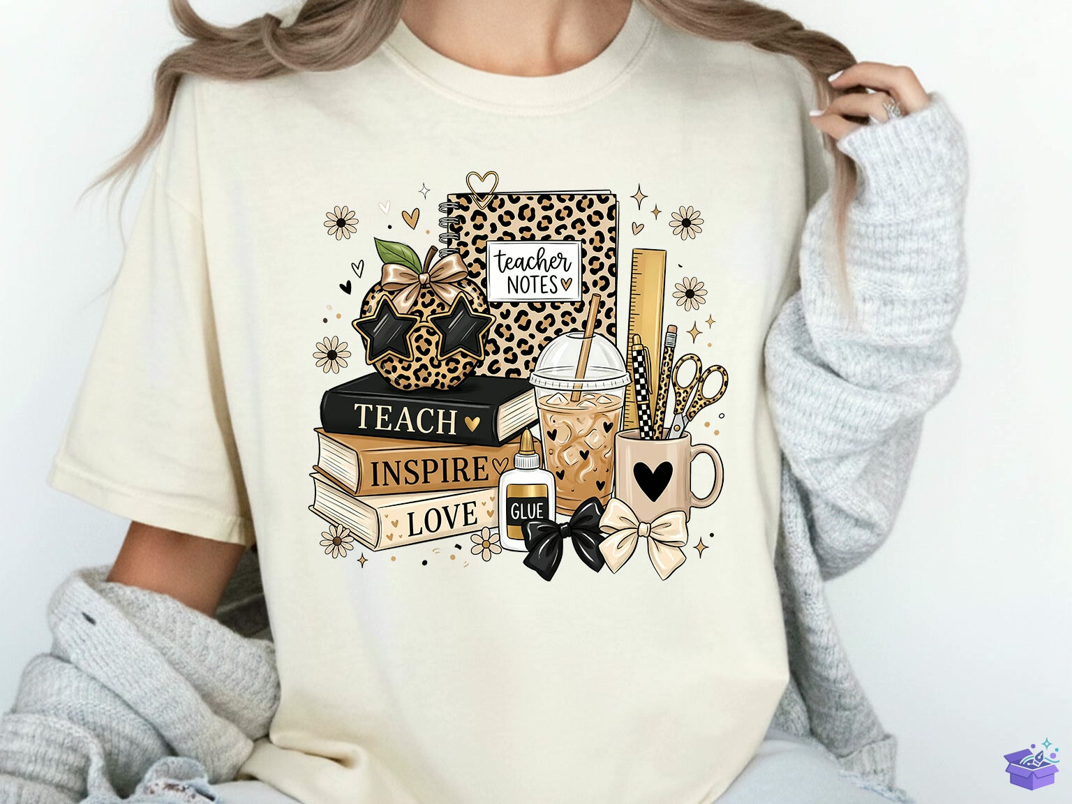 Leopard Teacher Life Coquette PNG - DTF & Süblimasyon Baskı Tasarımı (SVG, DXF, EPS, PNG) - detaylı önizleme 4