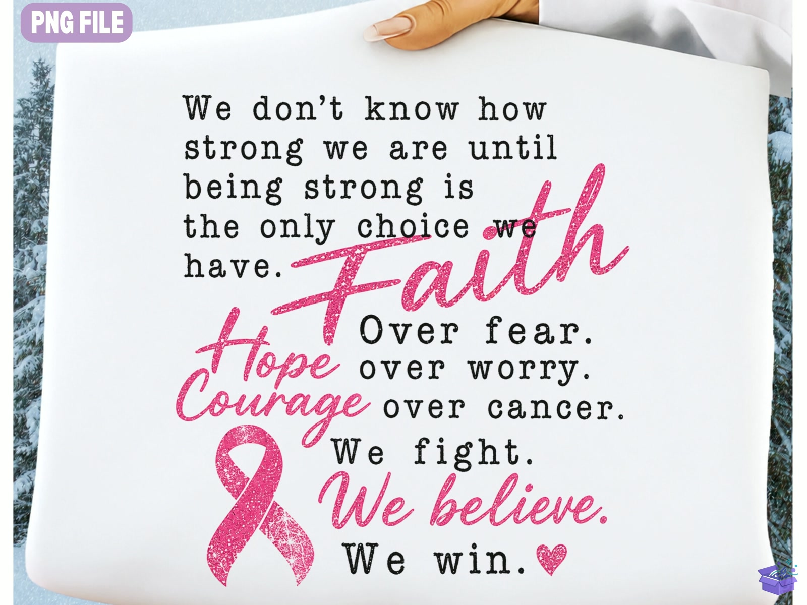 Faith Over Fear Breast Cancer Awareness - DTF & Süblimasyon Baskı Tasarımı (SVG, DXF, EPS, PNG) - detaylı önizleme 2