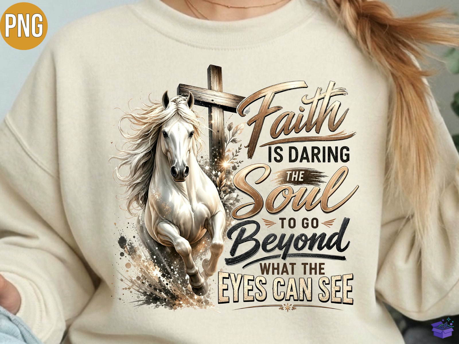 Faith At Cross Christian PNG T Shirt - DTF & Süblimasyon Baskı Tasarımı (SVG, DXF, EPS, PNG) - detaylı önizleme 2