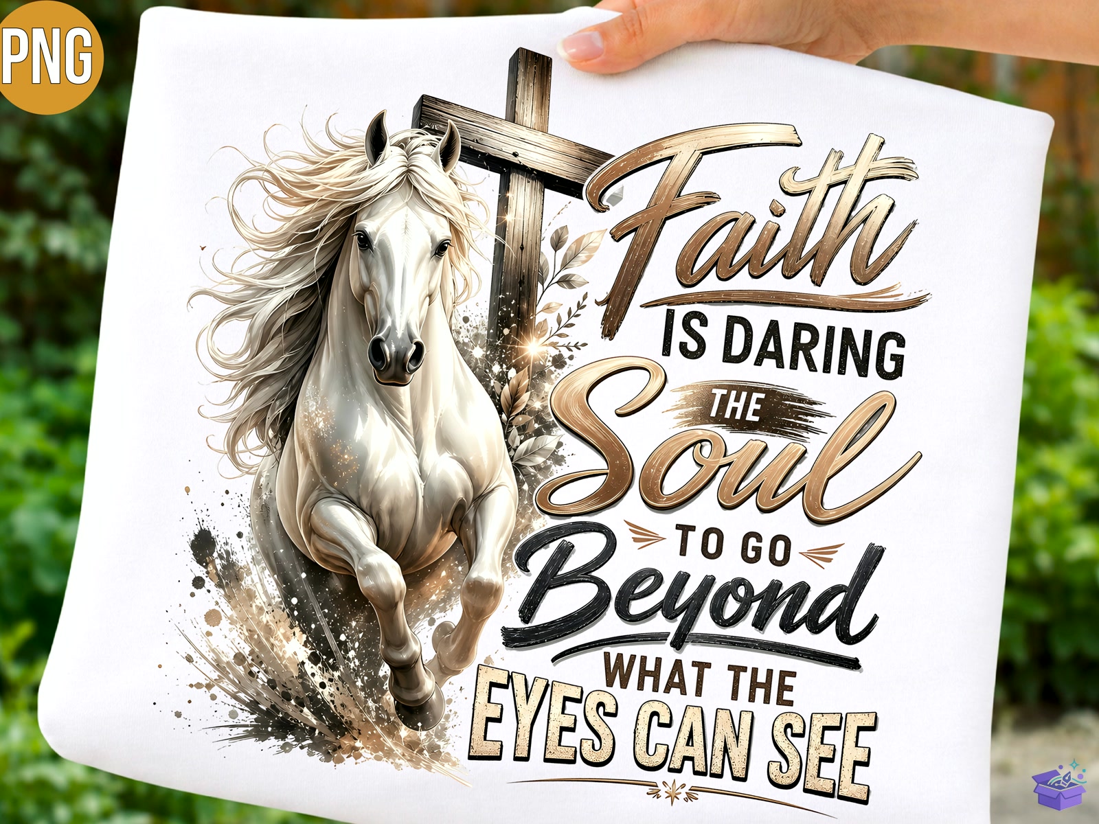 Faith At Cross Christian PNG T Shirt - DTF & Süblimasyon Baskı Tasarımı (SVG, DXF, EPS, PNG) - detaylı önizleme 5