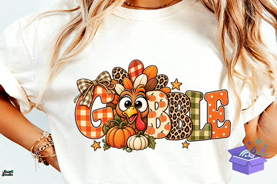 Cute Gobble Turkey Thanksgiving PNG - DTF & Süblimasyon Baskı Tasarımı (SVG, DXF, EPS, PNG) - detaylı önizleme 2