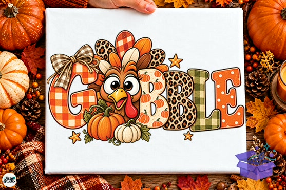 Cute Gobble Turkey Thanksgiving PNG - DTF & Süblimasyon Baskı Tasarımı (SVG, DXF, EPS, PNG) - detaylı önizleme 3