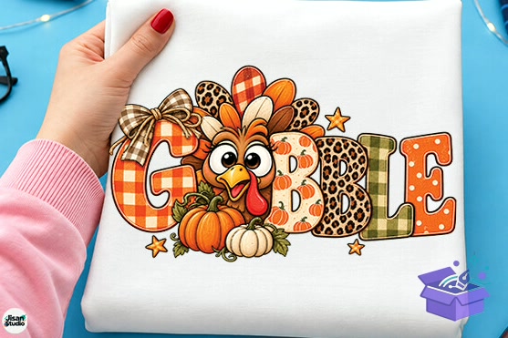 Cute Gobble Turkey Thanksgiving PNG - DTF & Süblimasyon Baskı Tasarımı (SVG, DXF, EPS, PNG) - detaylı önizleme 4