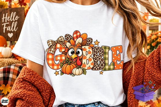 Cute Gobble Turkey Thanksgiving PNG - DTF & Süblimasyon Baskı Tasarımı (SVG, DXF, EPS, PNG) - detaylı önizleme 5
