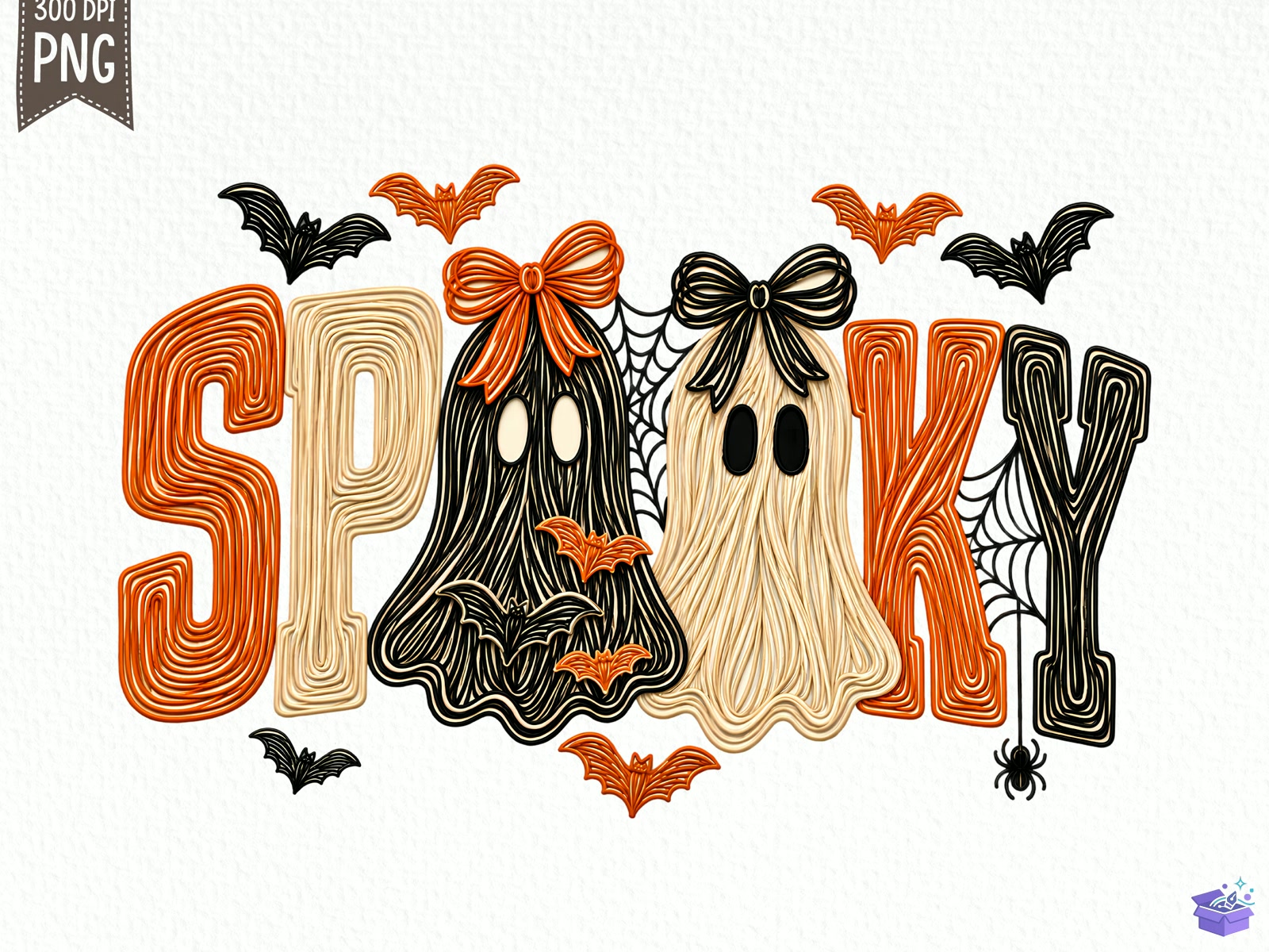 Spooky Cadılar Bayramı Ghost Bow PNG - DTF & Süblimasyon Baskı Tasarımı (SVG, DXF, EPS, PNG) - detaylı önizleme 5