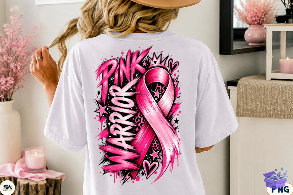 Pink Warrior Breast Cancer Ribbon PNG - DTF & Süblimasyon Baskı Tasarımı (SVG, DXF, EPS, PNG) - DTF Baskı Tasarımları İndir (DXF, SVG, EPS)