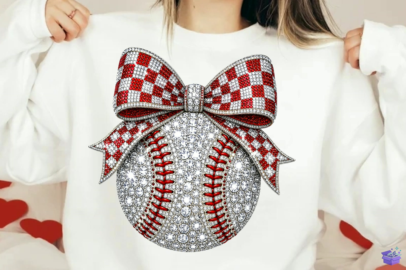 Baseball Rhinestone Glitter Bow PNG - DTF & Süblimasyon Baskı Tasarımı (SVG, DXF, EPS, PNG) - detaylı önizleme 2