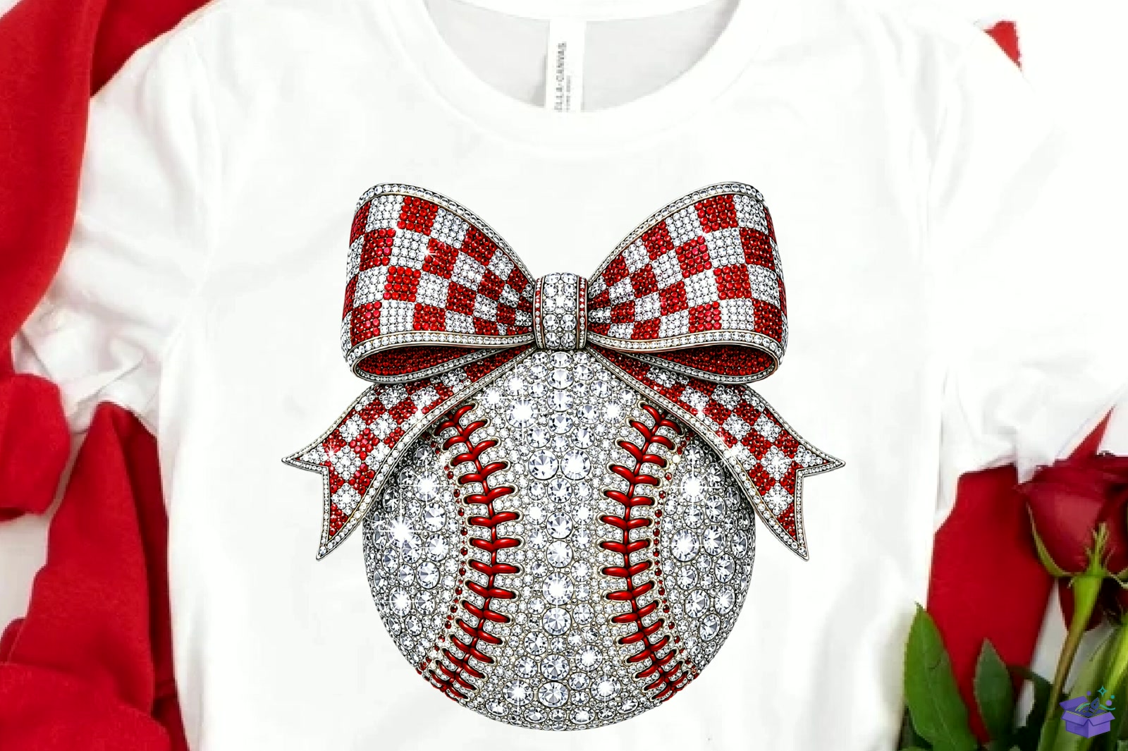 Baseball Rhinestone Glitter Bow PNG - DTF & Süblimasyon Baskı Tasarımı (SVG, DXF, EPS, PNG) - detaylı önizleme 3