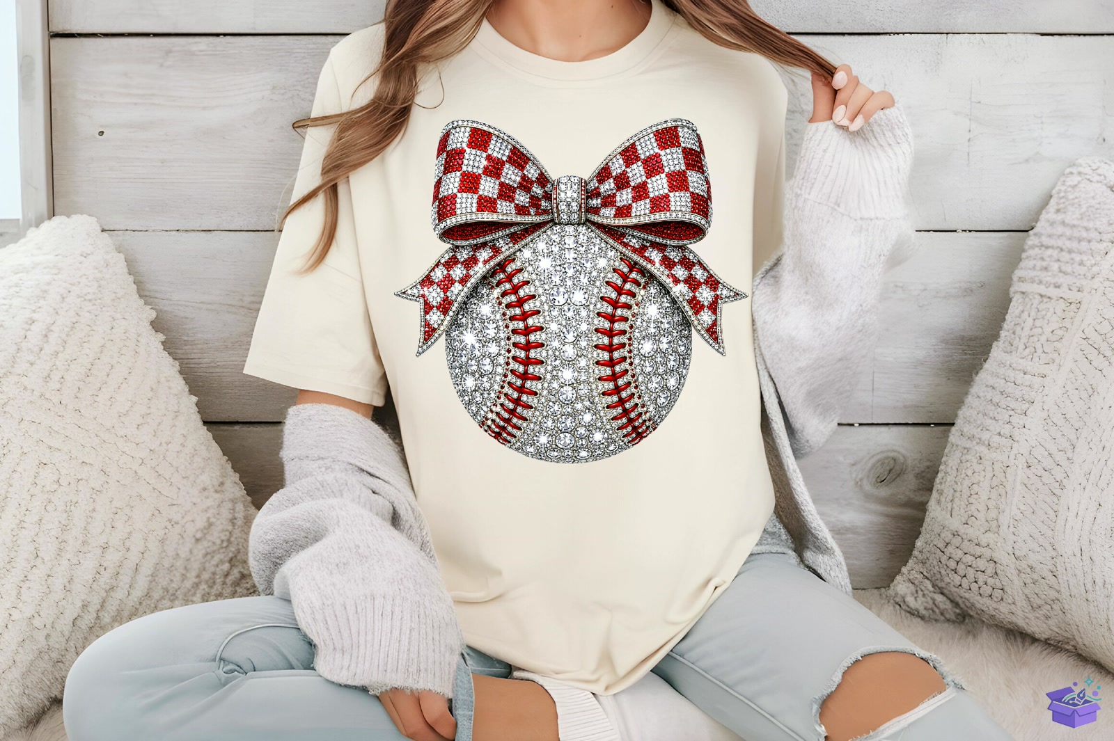 Baseball Rhinestone Glitter Bow PNG - DTF & Süblimasyon Baskı Tasarımı (SVG, DXF, EPS, PNG) - detaylı önizleme 6