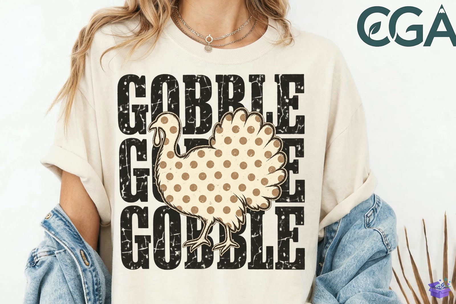 Gobble Thanksgiving Turkey Polka Dot PNG - DTF & Süblimasyon Baskı Tasarımı (SVG, DXF, EPS, PNG) - detaylı önizleme 4