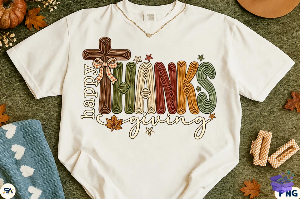 Happy Thanksgiving Outline Design PNG - DTF & Süblimasyon Baskı Tasarımı (SVG, DXF, EPS, PNG) - detaylı önizleme 2