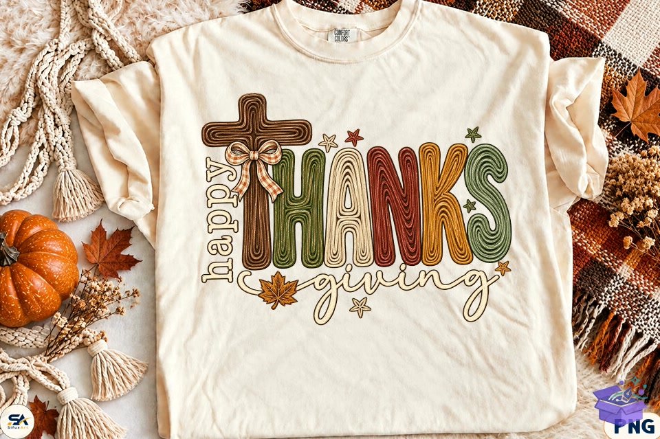 Happy Thanksgiving Outline Design PNG - DTF & Süblimasyon Baskı Tasarımı (SVG, DXF, EPS, PNG) - detaylı önizleme 4