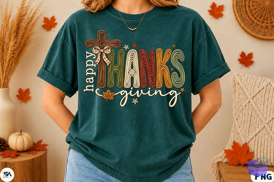 Happy Thanksgiving Outline Design PNG - DTF & Süblimasyon Baskı Tasarımı (SVG, DXF, EPS, PNG) - detaylı önizleme 5