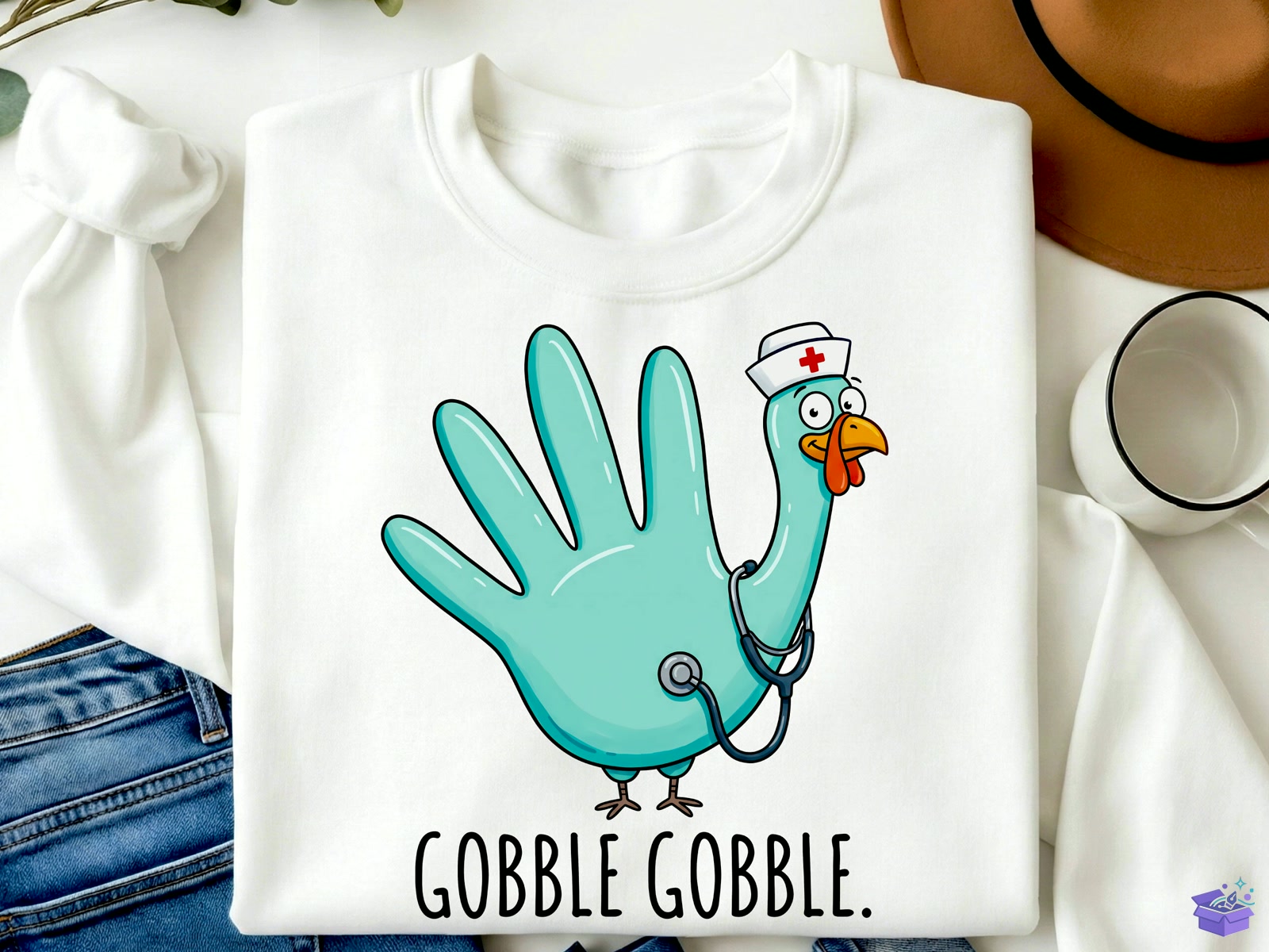 Gobble Gobble Nurse Thanksgiving PNG - DTF & Süblimasyon Baskı Tasarımı (SVG, DXF, EPS, PNG) - detaylı önizleme 2
