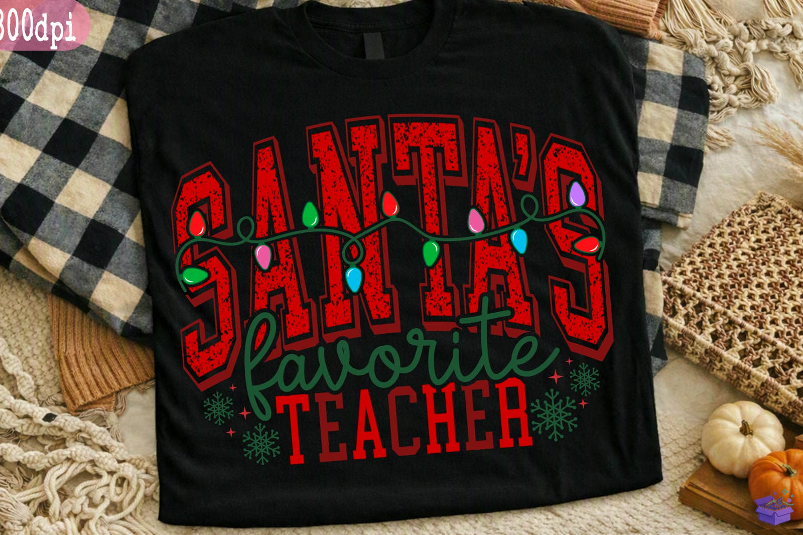 Santa's Favorite Teacher Png Xmas Svg - DTF & Süblimasyon Baskı Tasarımı (SVG, DXF, EPS, PNG) - detaylı önizleme 3
