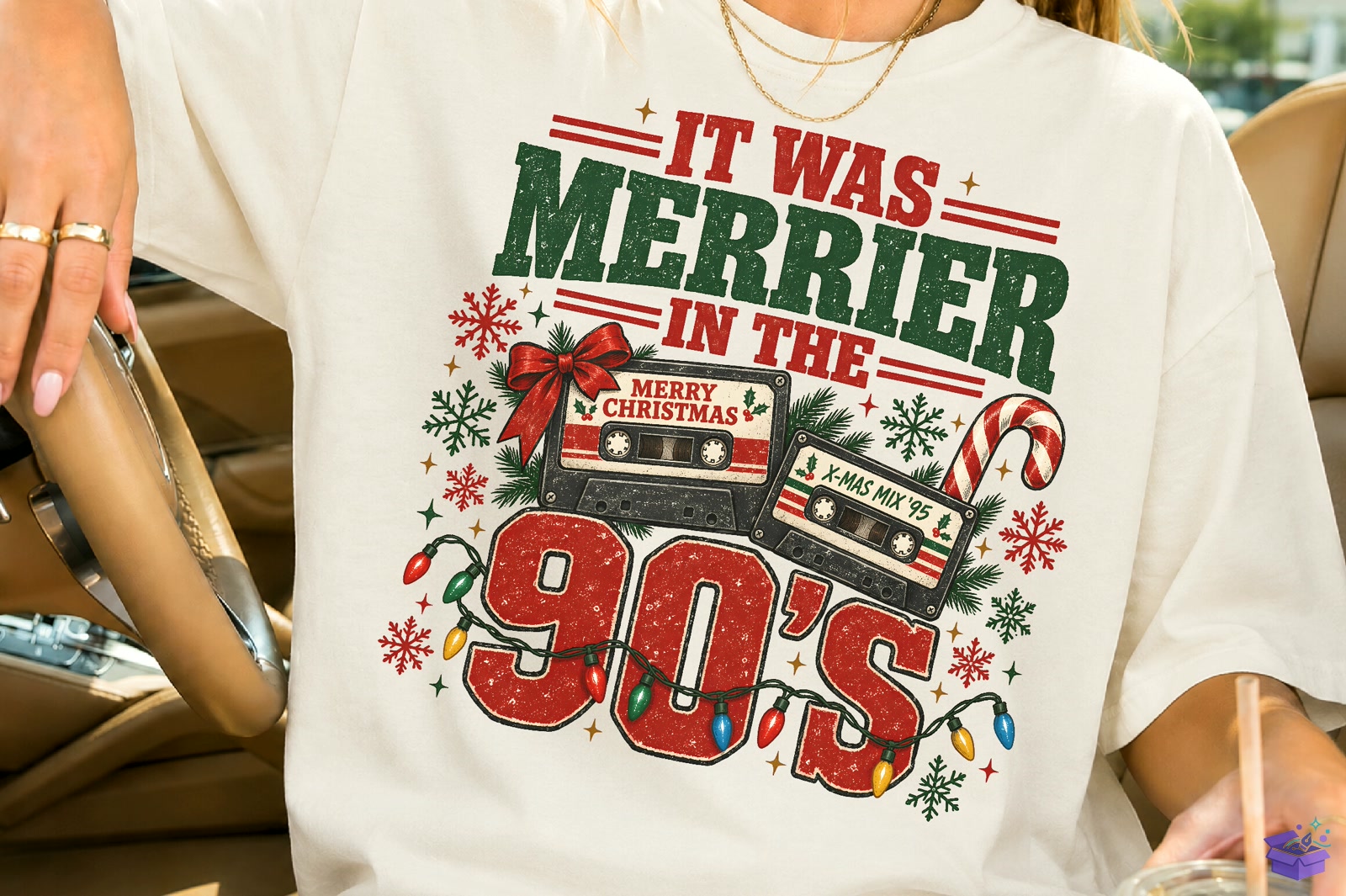 It Was Merrier İn The 90s Yılbaşı PNG - DTF & Süblimasyon Baskı Tasarımı (SVG, DXF, EPS, PNG) - detaylı önizleme 2