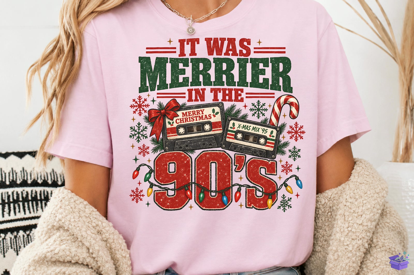 It Was Merrier İn The 90s Yılbaşı PNG - DTF & Süblimasyon Baskı Tasarımı (SVG, DXF, EPS, PNG) - detaylı önizleme 3