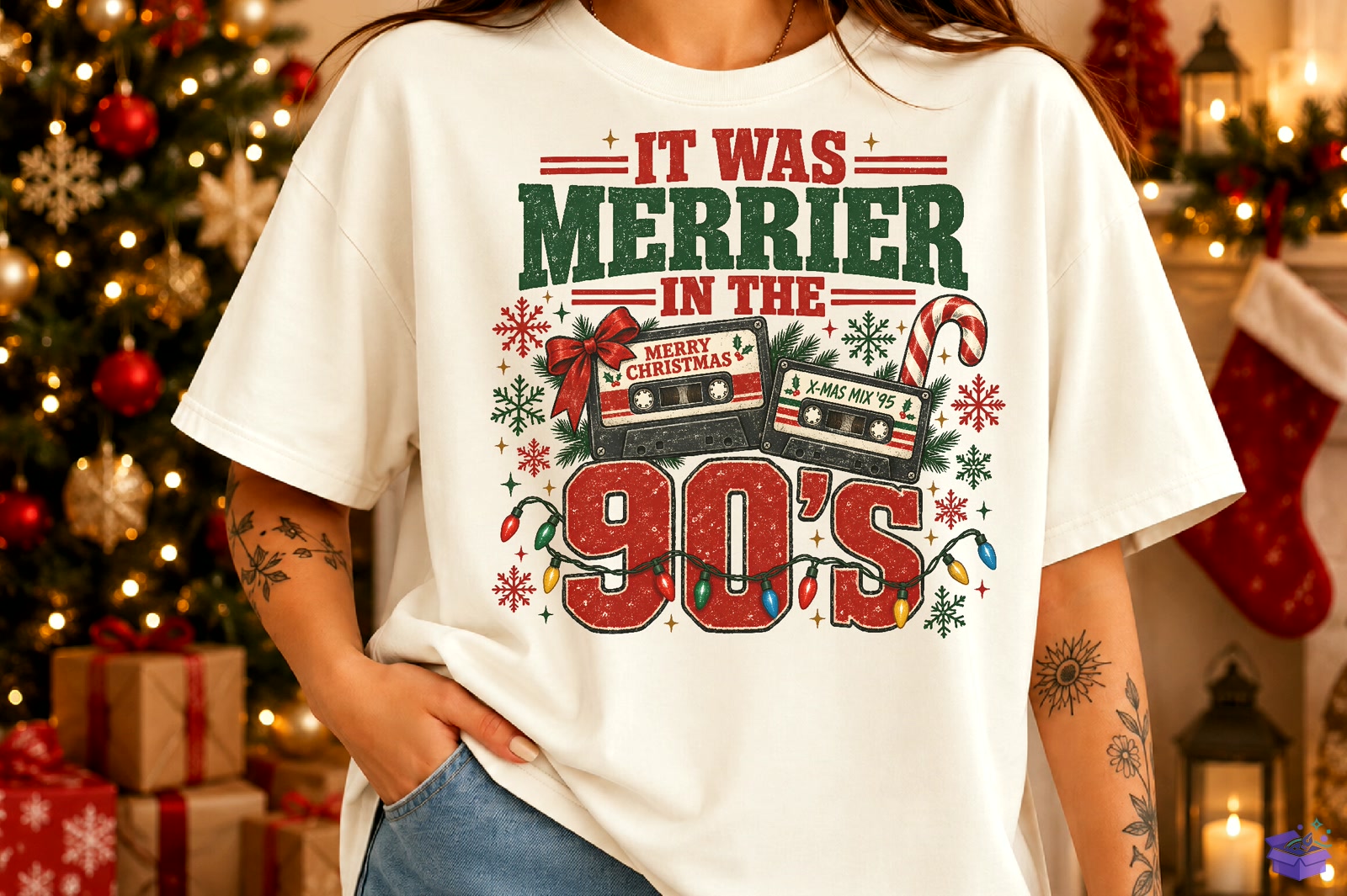 It Was Merrier İn The 90s Yılbaşı PNG - DTF & Süblimasyon Baskı Tasarımı (SVG, DXF, EPS, PNG) - detaylı önizleme 4