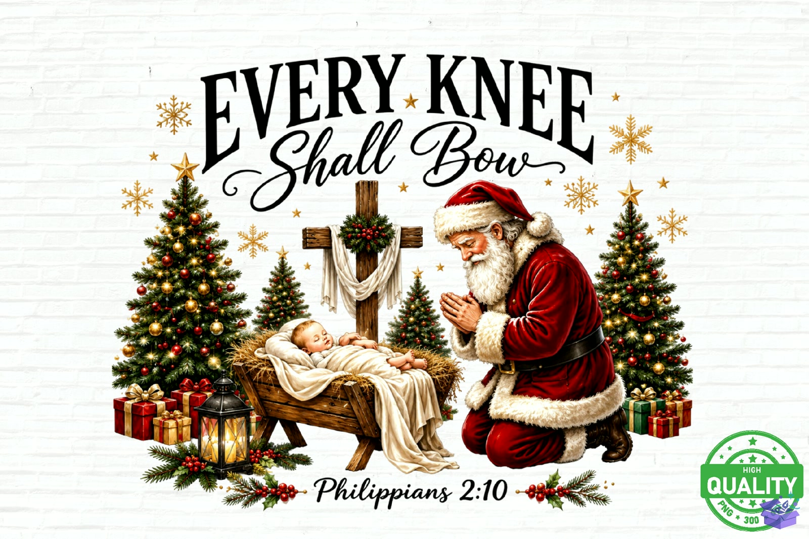 Santa Yılbaşı Jesus Christian PNG - DTF & Süblimasyon Baskı Tasarımı (SVG, DXF, EPS, PNG) - detaylı önizleme 5