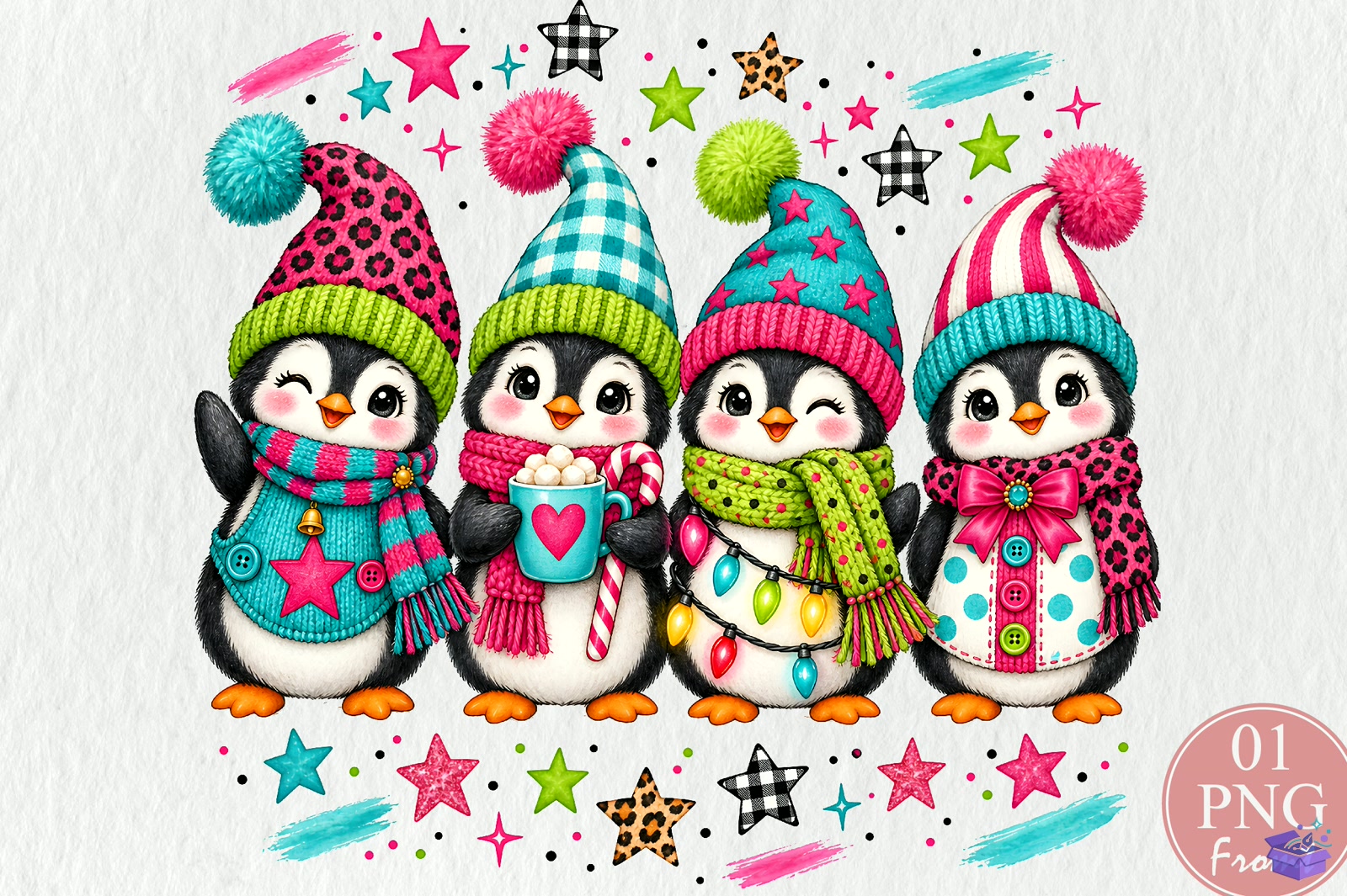 Yılbaşı Penguins PNG Süblimasyon Baskı - DTF & Süblimasyon Baskı Tasarımı (SVG, DXF, EPS, PNG) - detaylı önizleme 5
