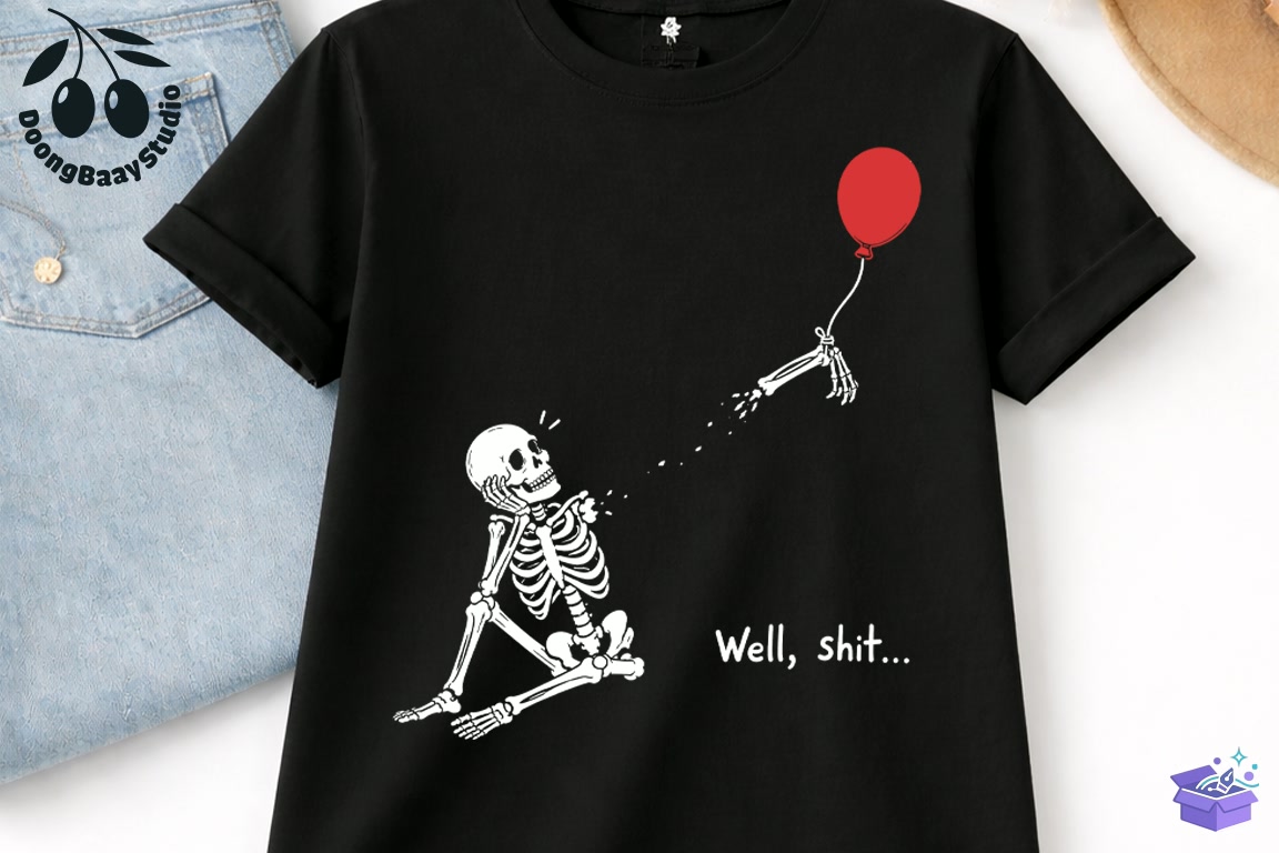 Well Shit Skeleton PNG - DTF & Süblimasyon Baskı Tasarımı (SVG, DXF, EPS, PNG) - detaylı önizleme 2