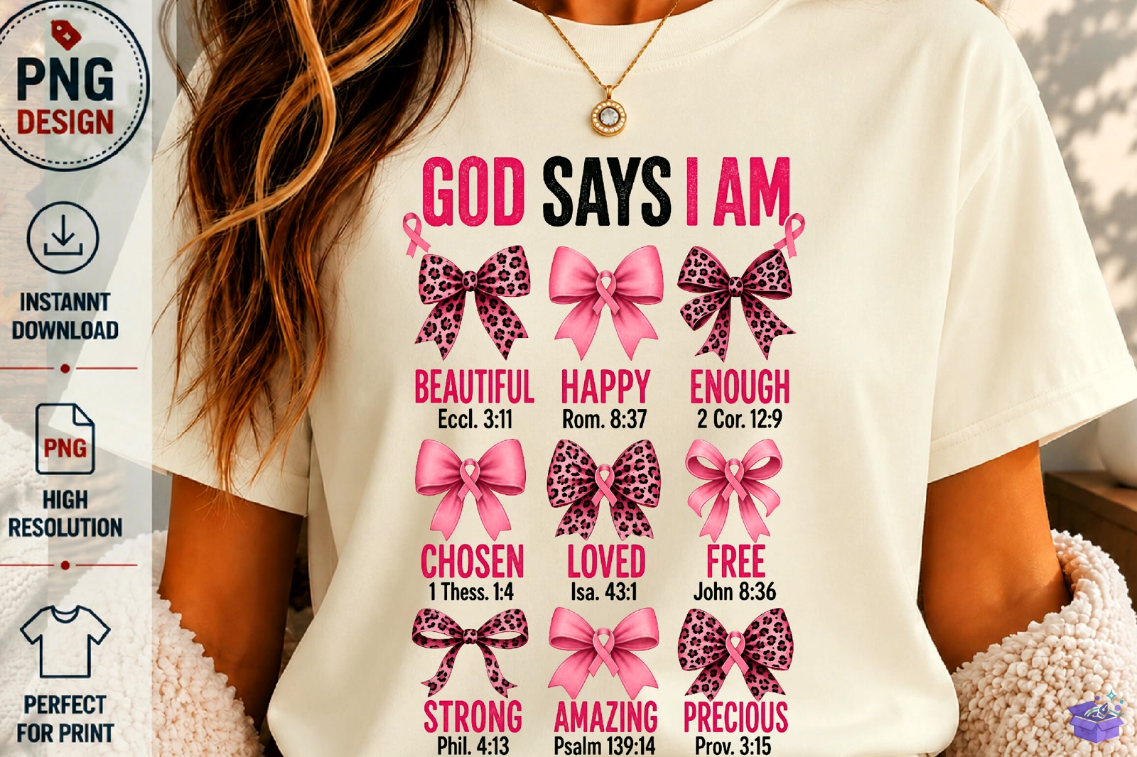 Christian Breast Cancer God Says PNG - DTF & Süblimasyon Baskı Tasarımı (SVG, DXF, EPS, PNG) - detaylı önizleme 2