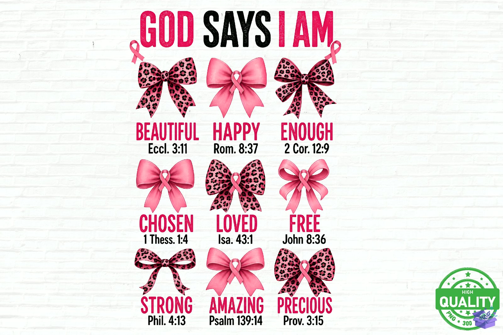 Christian Breast Cancer God Says PNG - DTF & Süblimasyon Baskı Tasarımı (SVG, DXF, EPS, PNG) - detaylı önizleme 6