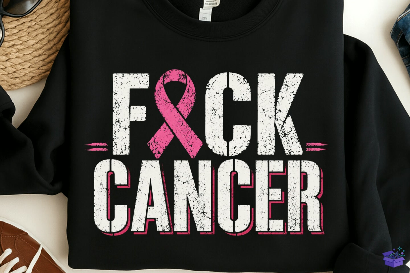 Breast Cancer Awareness Distressed Quote - DTF & Süblimasyon Baskı Tasarımı (SVG, DXF, EPS, PNG) - detaylı önizleme 6