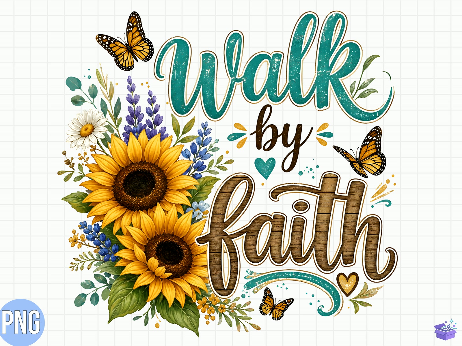 Walk By Faith Sunflower Christian Tshirt - DTF & Süblimasyon Baskı Tasarımı (SVG, DXF, EPS, PNG) - DTF Baskı Tasarımları İndir (DXF, SVG, AI)