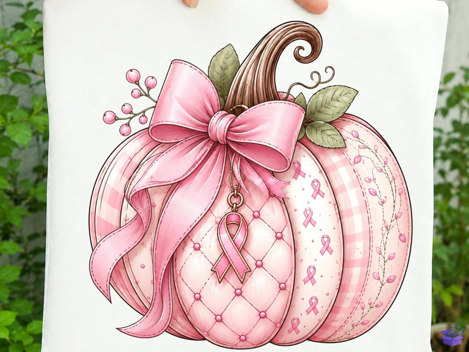 Pink Pumpkin Breast Cancer Awareness PNG - DTF & Süblimasyon Baskı Tasarımı (SVG, DXF, EPS, PNG) - detaylı önizleme 2
