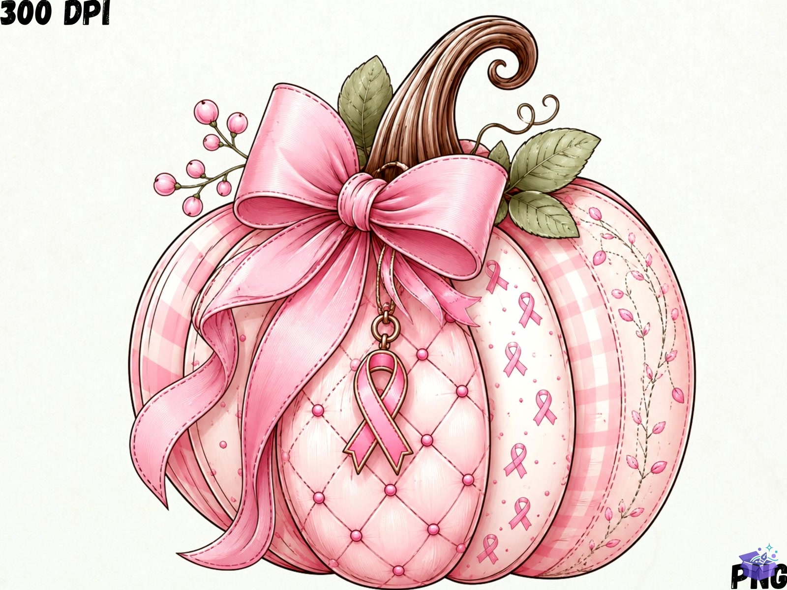 Pink Pumpkin Breast Cancer Awareness PNG - DTF & Süblimasyon Baskı Tasarımı (SVG, DXF, EPS, PNG) - detaylı önizleme 4