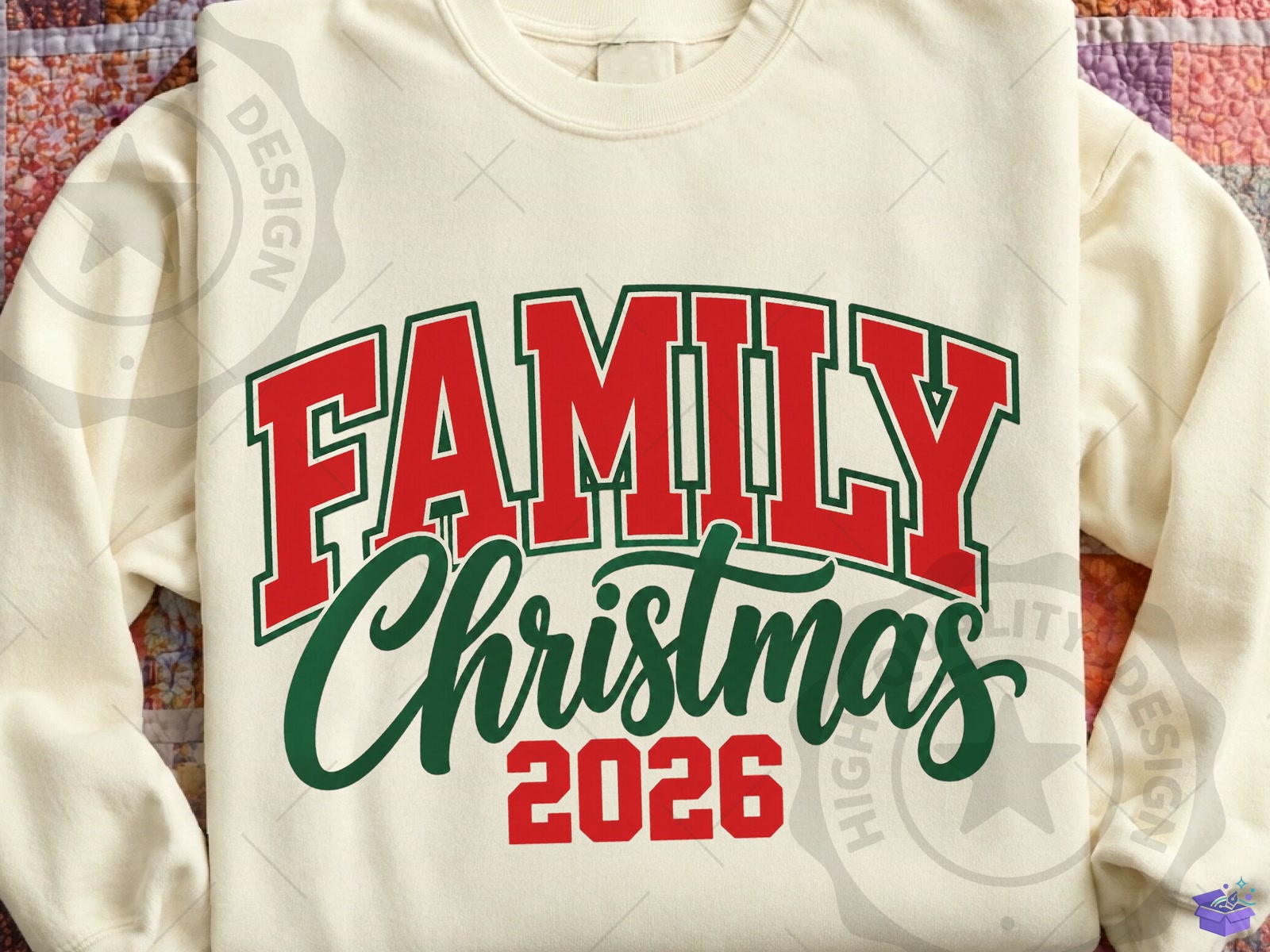 Vintage Family Yılbaşı 2026 PNG - DTF & Süblimasyon Baskı Tasarımı (SVG, DXF, EPS, PNG) - detaylı önizleme 4