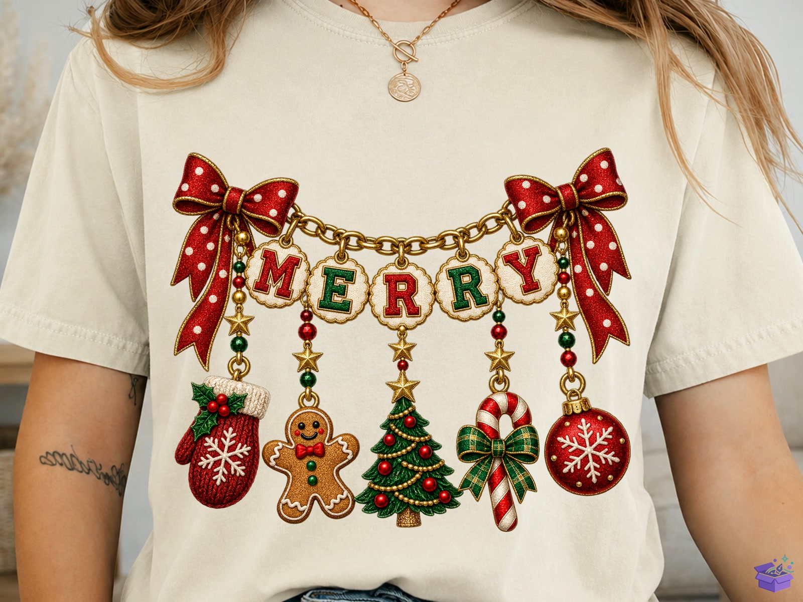 Merry Yılbaşı Charm PNG Süblimasyon Baskı Te - DTF & Süblimasyon Baskı Tasarımı (SVG, DXF, EPS, PNG) - detaylı önizleme 2